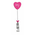 Heart Hot Pink Retractable Badge Reel (Polydome)